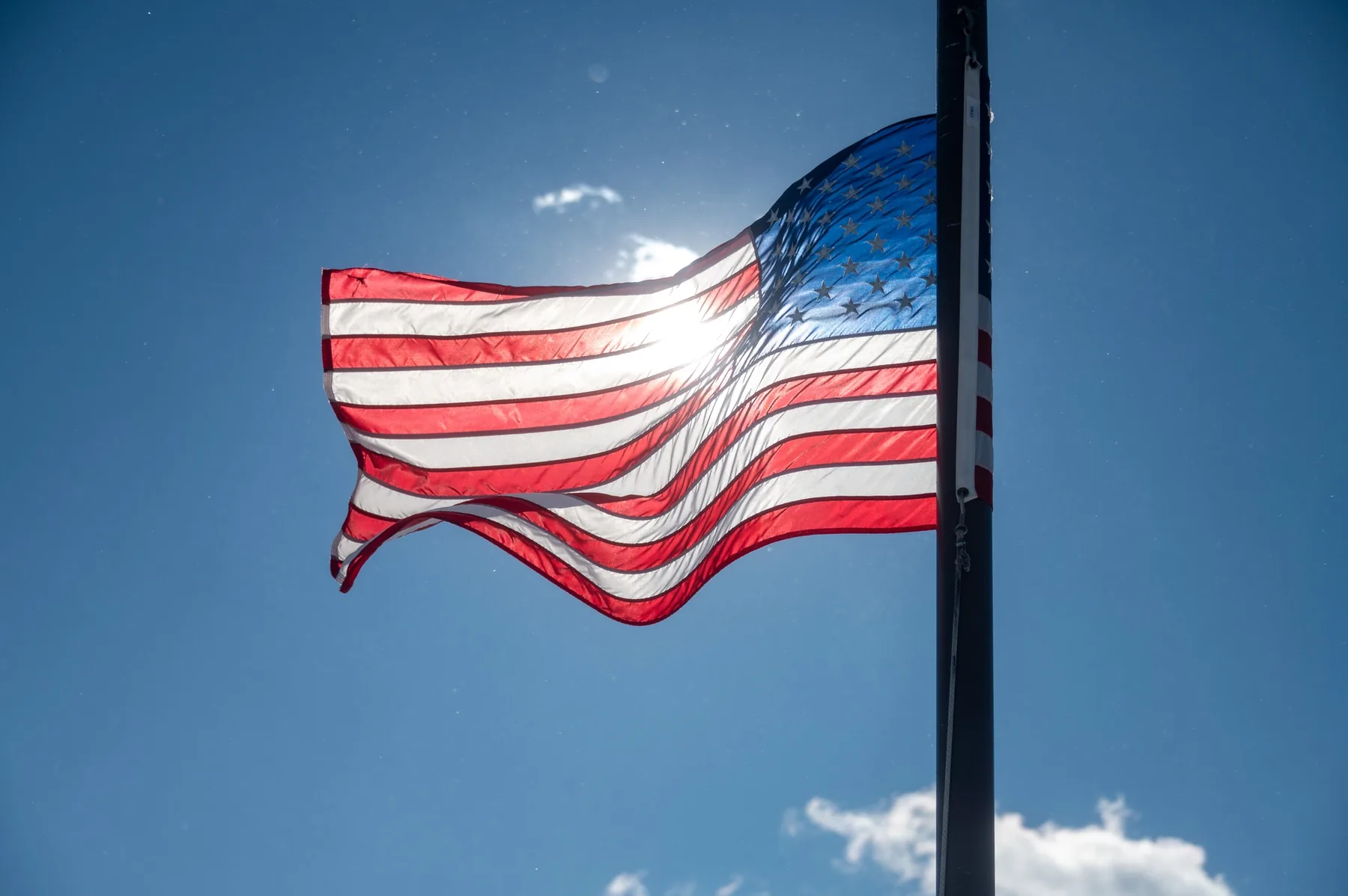 United States flag flying at half-staff at Joint Base Andrews in Maryland
